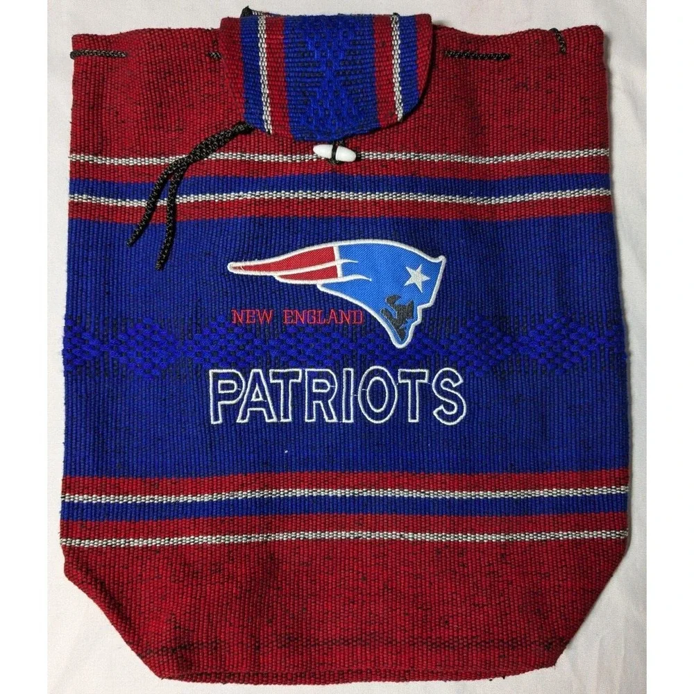 NEW ENGLAND PATROITS Red‎ Blue Drug Rug Mexican Baja Style Woven Backpack